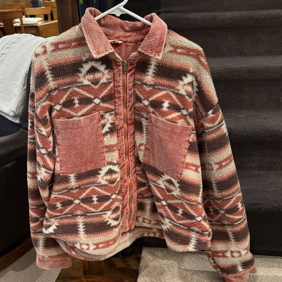 POL Tops - POL Geometric Red and Cream Hoodie